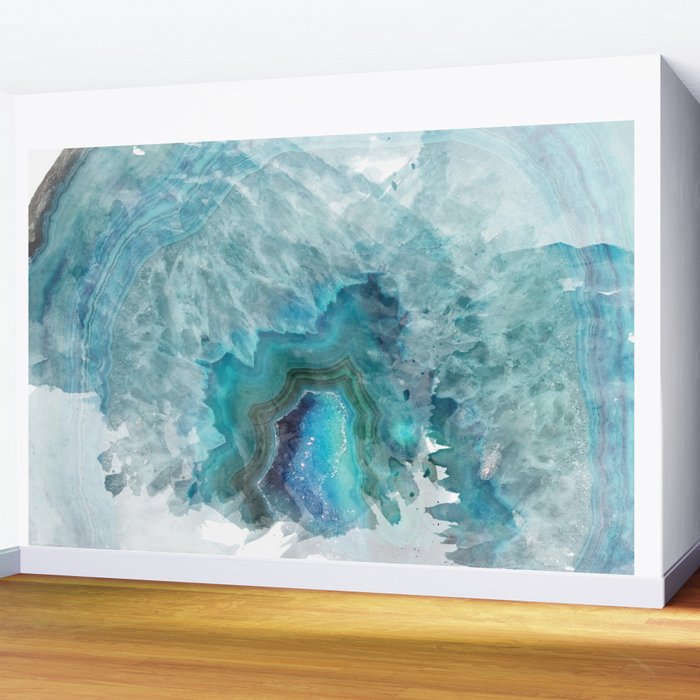 Blue Aqua Agate Wall Mural by castlefielddesign | Society6