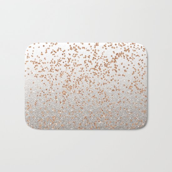 Glitter sparkle mix - rose gold & silver Bath Mat