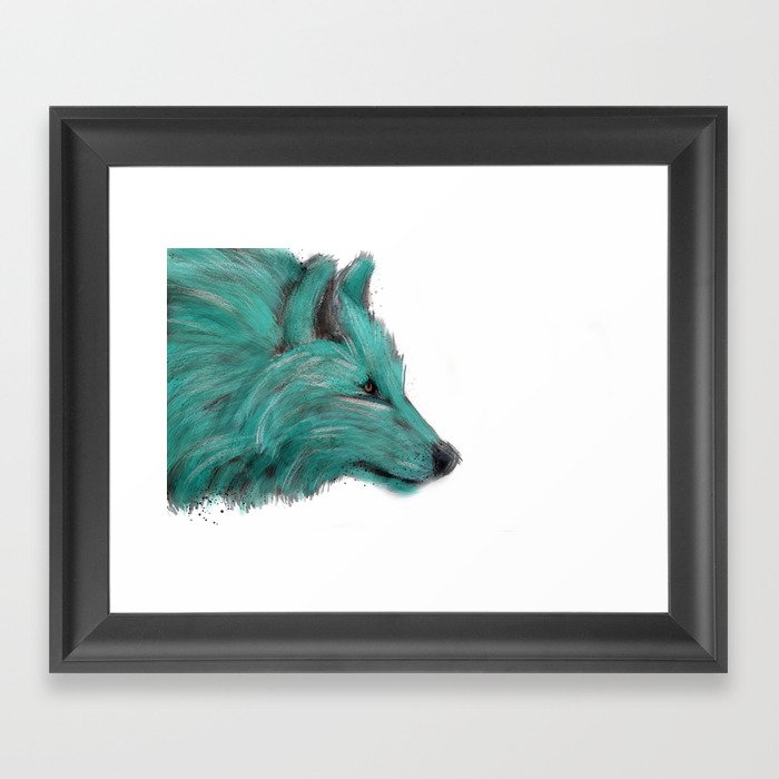 Teal Wolf Framed Art Print