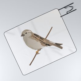 House Sparrow Bird on a Twig Picnic Blanket