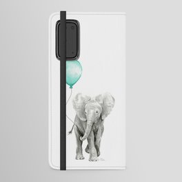 Baby Elephant with Aqua Balloon Android Wallet Case