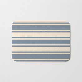 [ Thumbnail: Light Slate Gray and Beige Colored Pattern of Stripes Bath Mat ]
