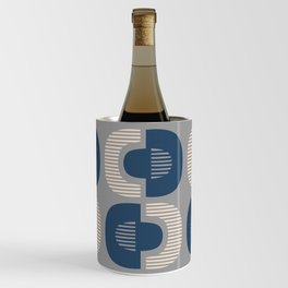 Retro Mid Century Modern Pattern 123 Blue Gray and Beige Wine Chiller