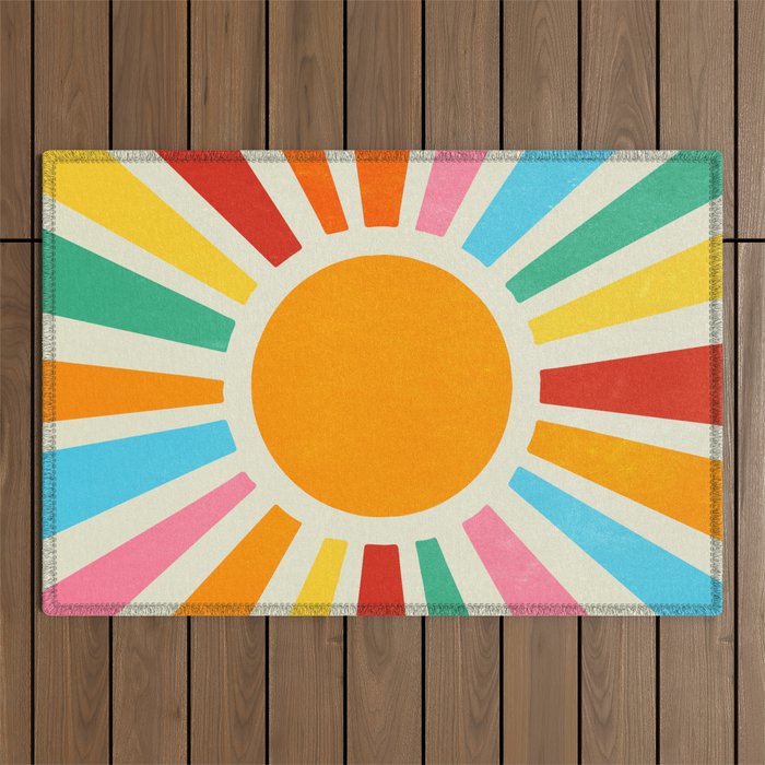 Retro Sunrise: Rainbow Edition Outdoor Rug