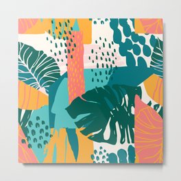 Tangy Tropical Palm Leaves Abstract Designs Metal Print