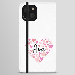 Ava, red and pink hearts iPhone Wallet Case