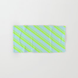 [ Thumbnail: Light Green & Powder Blue Colored Stripes/Lines Pattern Hand & Bath Towel ]