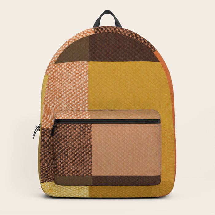 brown checkered backpack