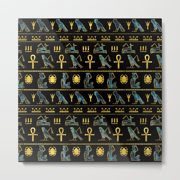 Egyptian  Ornament Symbols Pattern Metal Print