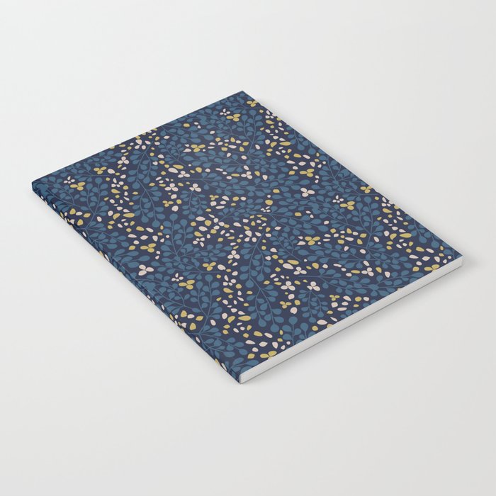 Eucalyptus Leaves and Flower Petals in Blue, Olive and Cream Notebook