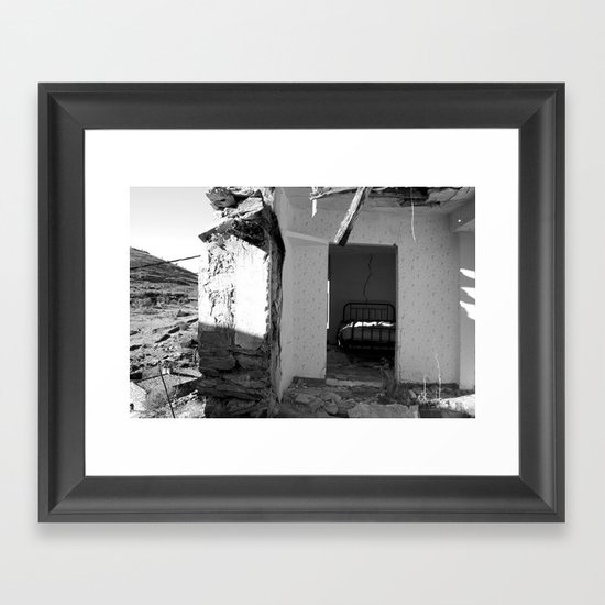 The house that collapsed. Framed Art Print