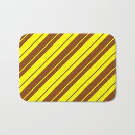 [ Thumbnail: Brown & Yellow Colored Striped Pattern Bath Mat ]