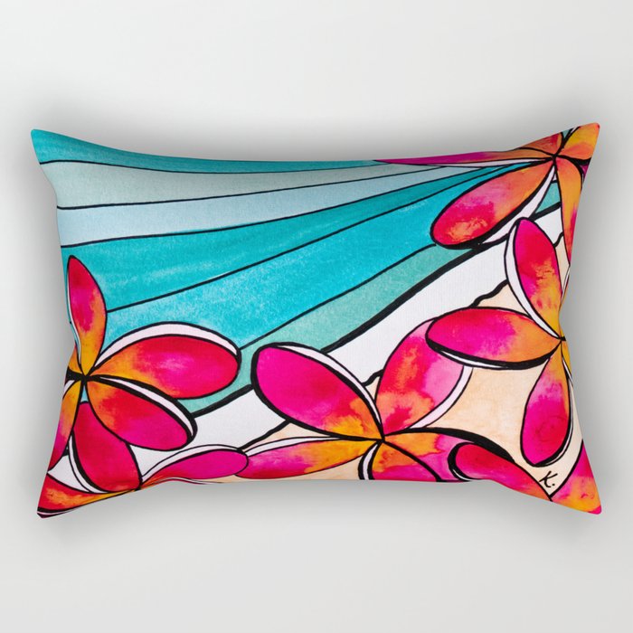 Pink Plumerias by the Beach Rectangular Pillow