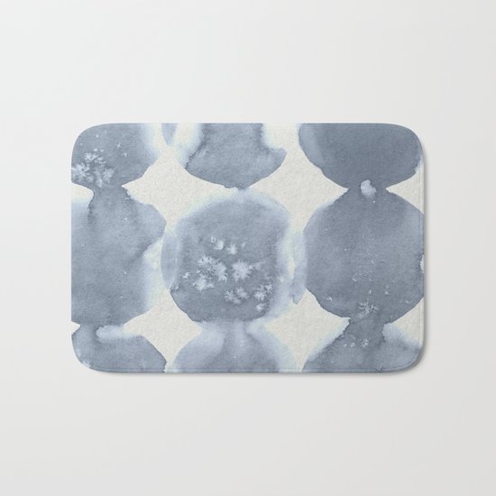 Shibori Wabi Sabi Indigo Blue on Lunar Gray Bath Mat