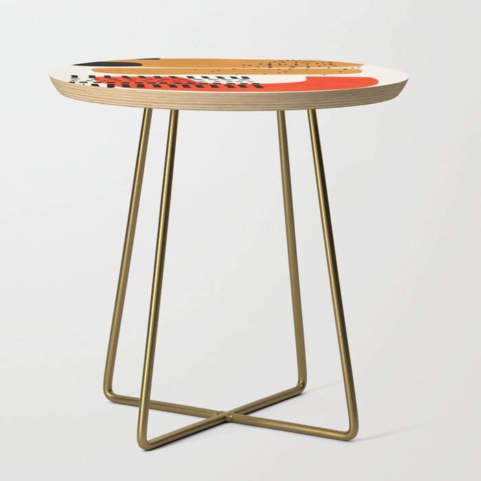Mid Century Modern Abstract Minimalist Retro Vintage Style Fun Playful Ochre Yellow Ochre Orange  Side Table