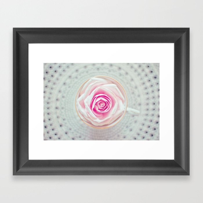 A Cup Of Rose Framed Art Print