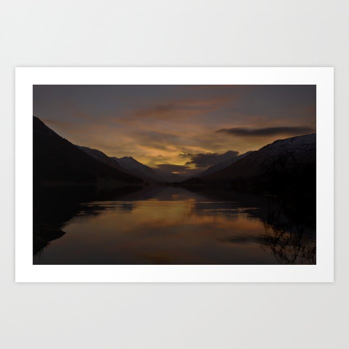 Sunset over Loch Doine, Scotland Art Print