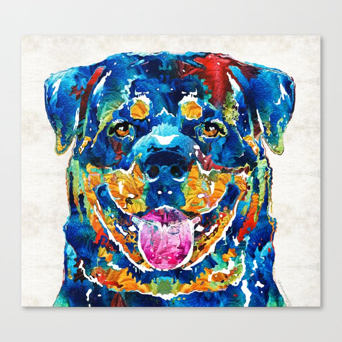 Colorful Rottie Art - Rottweiler by Sharon Cummings Canvas Print