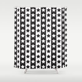 Stars & Stripes - Black & White Modern Art Shower Curtain