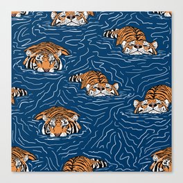 Tigers in the water Canvas Print