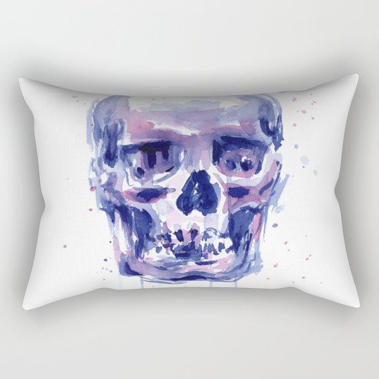Skull Watercolor Purple Colorful Rectangular Pillow