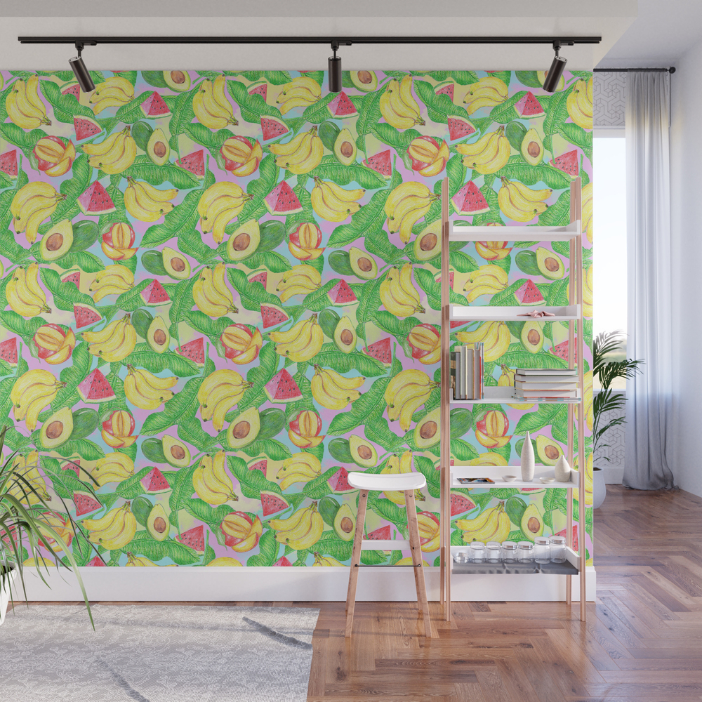 Tropical Fruits Wall Mural by lynngamit