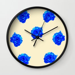 Electric Blue Roses Pattern #Society6 #Buyart #Decor Wall Clock