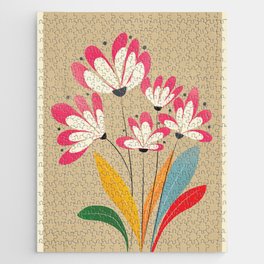 Mid-Century Abstract Flowers 03 Jigsaw Puzzle