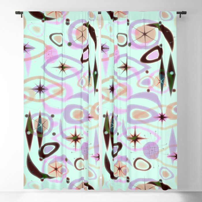 Minty Mint Retro Centauri Space Pattern Blackout Curtain