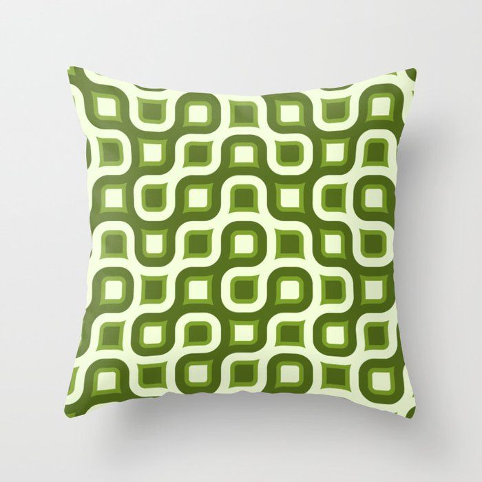 Truchet Modern Abstract Concentric Circle Pattern - Sage Green Throw Pillow