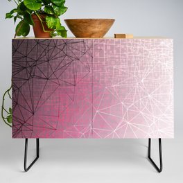 fractal geometric line pattern abstract art in pink Credenza