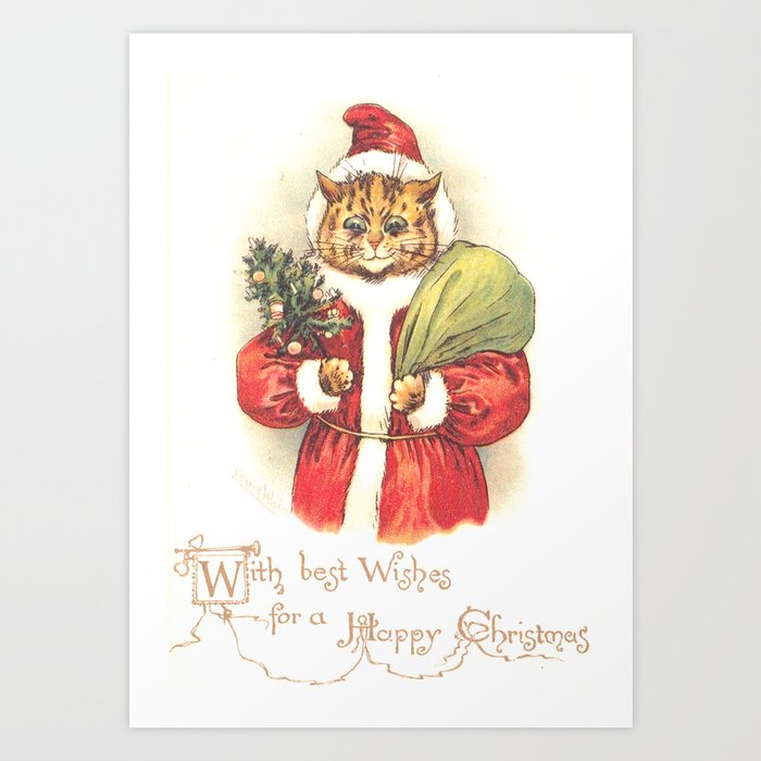 Father Christmas Cat' by Louis Wain Art Print by Archipelago