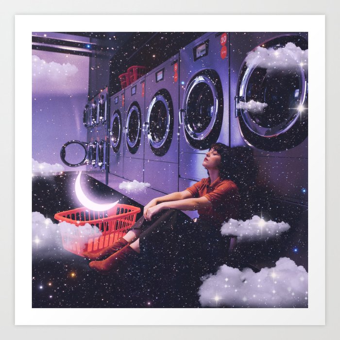 Cloudy Laundry Escape Art Print