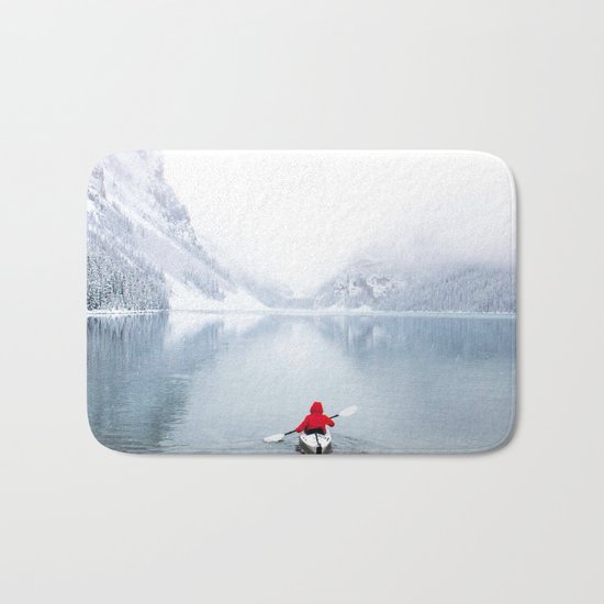 Kayaking Across A Canadian Lake Bath Mat