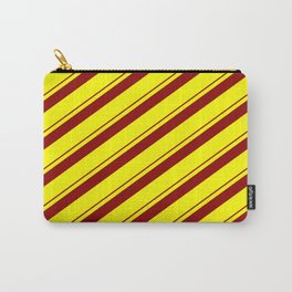 [ Thumbnail: Dark Red and Yellow Colored Lines/Stripes Pattern Carry-All Pouch ]