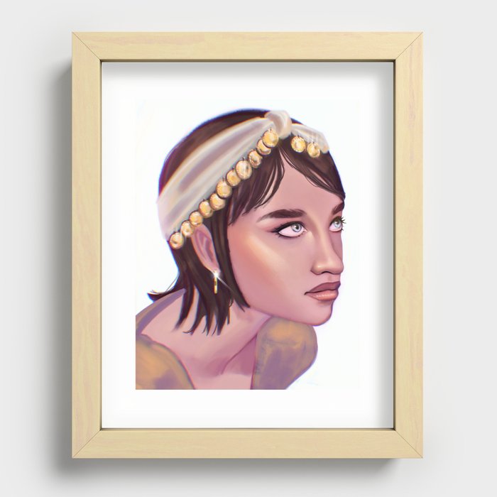 Portrait of an Arab Girl in a Headdress | Digital Painting  Recessed Framed Print