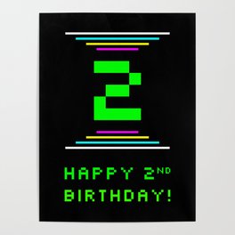[ Thumbnail: 2nd Birthday - Nerdy Geeky Pixelated 8-Bit Computing Graphics Inspired Look Poster ]