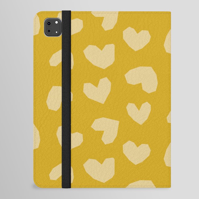 Geometric Hearts pattern yellow iPad Folio Case
