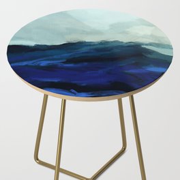 ocean wave blue abstract painting Side Table