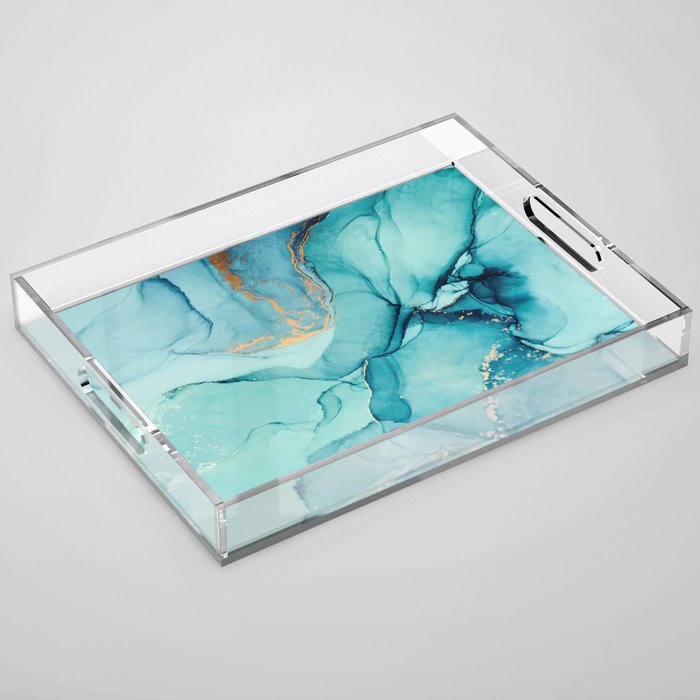 Abstract Turquoise Art Print By LandSartprints Acrylic Tray