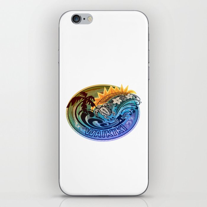 Waikiki Oval Sunset Ocean Surf Decal iPhone Skin