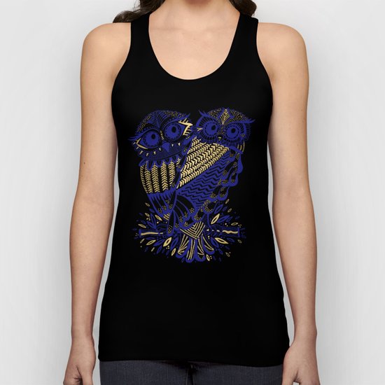 Owls – Navy & Gold Unisex Tank Top