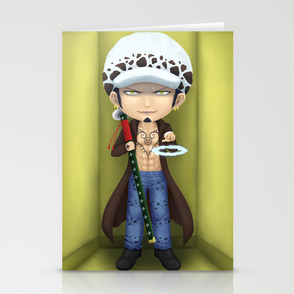 One Piece Anime Fanart Trafalgar Law Chibi Stationery Cards By
