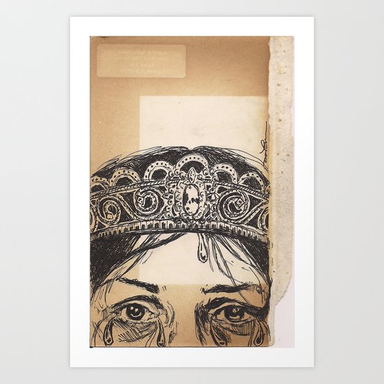 Woman tears and crown Art Print