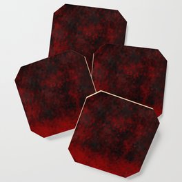 Goth Midnight Black and Red Geometric Abstract Coaster