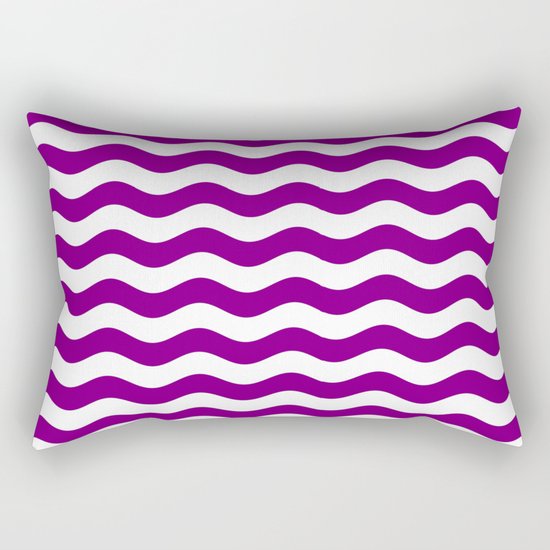 Wavy Stripes (Purple/White) Rectangular Pillow