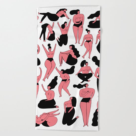 Pink Girls Pattern Beach Towel