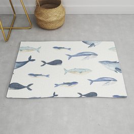Watercolor whales Area & Throw Rug