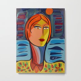 Woman at the window on the French Riviera Metal Print
