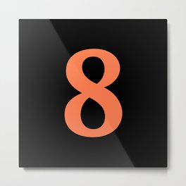 8 (CORAL & BLACK NUMBERS) Metal Print | Cool, Classy, Digit, Math, Numeral, Design, Customization, 8Number, Personalize, Eights 